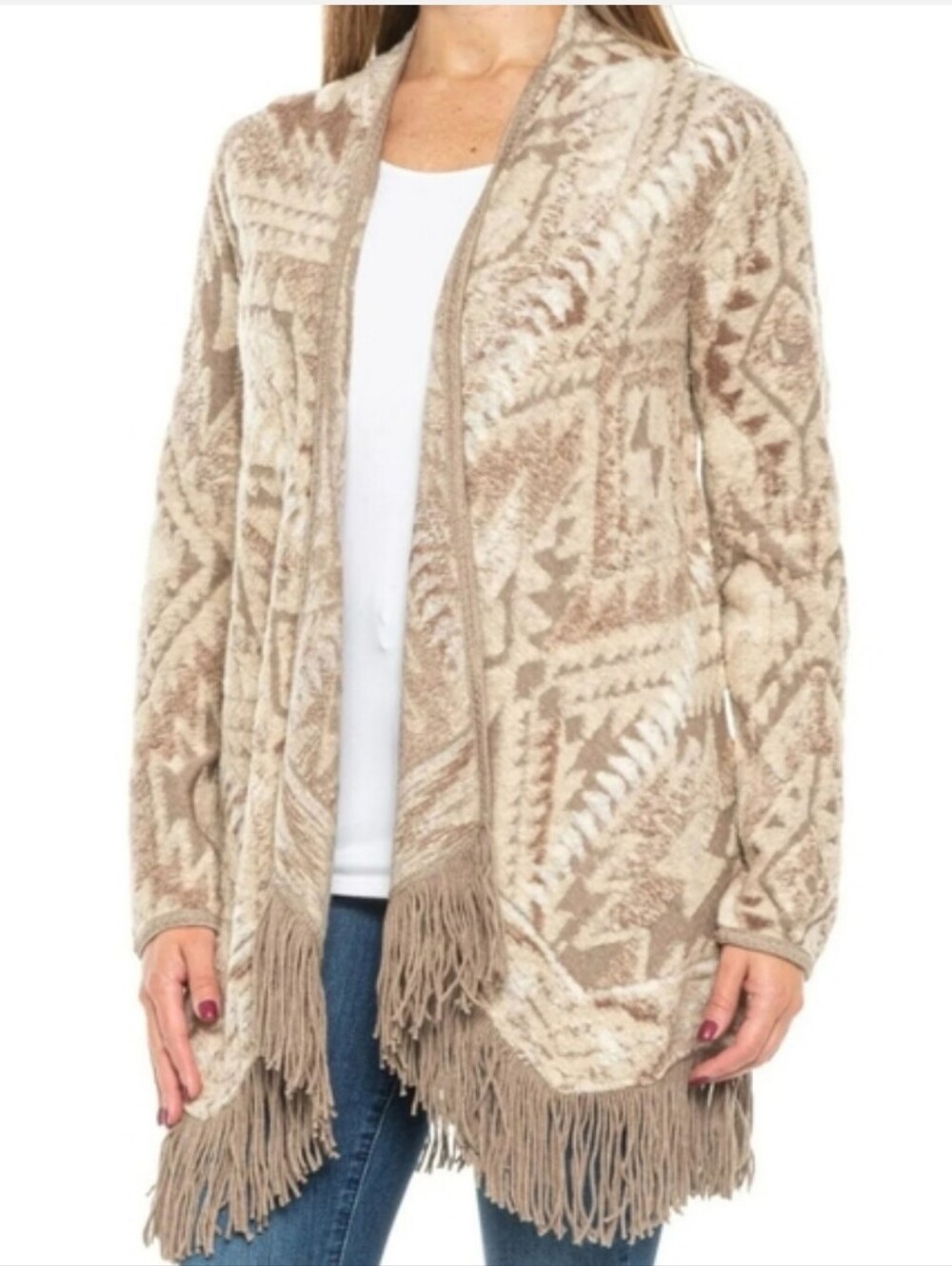 LUCKY BRAND Brushed Fringe Cardigan Sweater Size Small